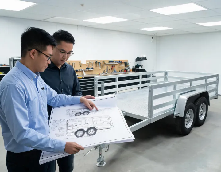 Buyer reviewing aluminum utility trailer sourcing brief